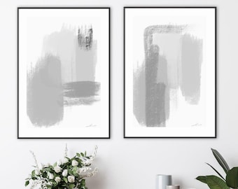 Abstract grey Art Prints | set of 2 |Wall art decor| colourful prints | acrylic painting | minimalist Modern Gallery poster| grey decor