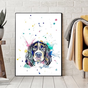 Springer Spaniel Print| springer spaniel Poster | watercolour painting| multicolour dog print | Gifts dog lovers | springer spaniel decor |