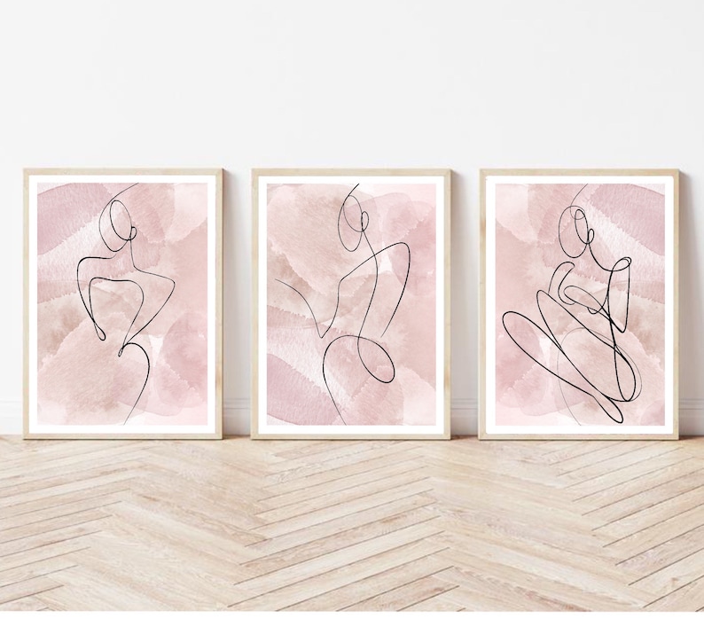 Woman Line Art Print | Wall Art Decor|romantic Art Prints | Set of 3 ...