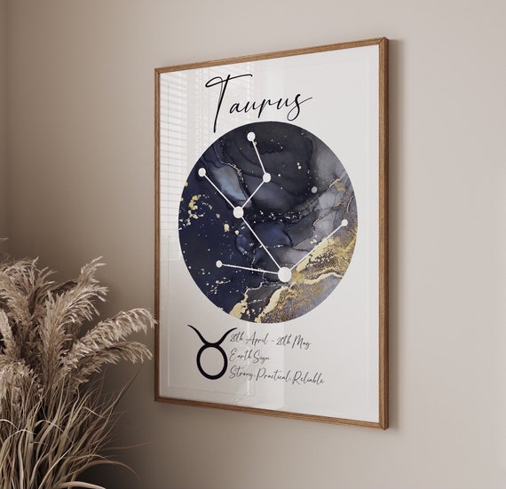Taurus Star sign Print | Horoscope Prints |zodiac signs | Wall art decor | Birth Sign prints poster | your star constellation | Gifts