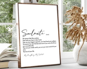 Soulmate Definition Print | wall art Decor | minimalist| gifts for friends  | novelty prints| funny humour prints | slang| birthday gifts