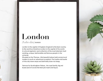 London City Definition Print, UK Travel Poster, Typography Wall Art, Minimalist Home Decor, Housewarming Gift