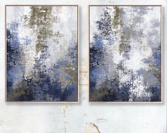 Abstract Art Prints|navy blue grey|Nautical decor|Paint texture prints | Set of 2 |Bedroom wall art| coastal prints| living room wall art|