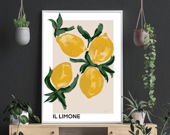 Lemon | Limone | Wall art Print| Italian | kitchen Dining Decor |  colourful abstract art prints | interior design | Bar Restaurant Decor |