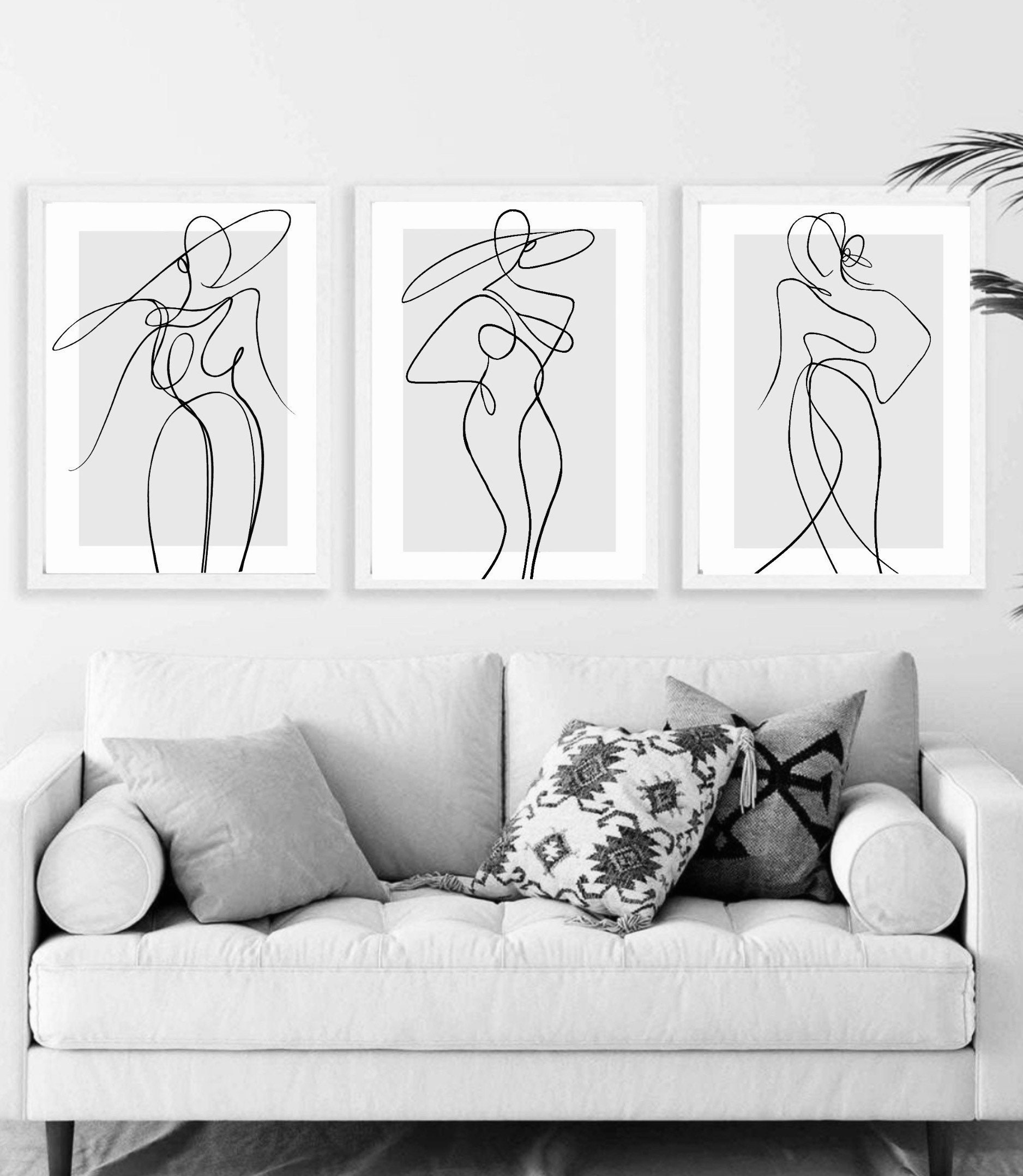 Woman Line Art Print | Wall Art Decor|romantic Art Prints | Set of 3 ...