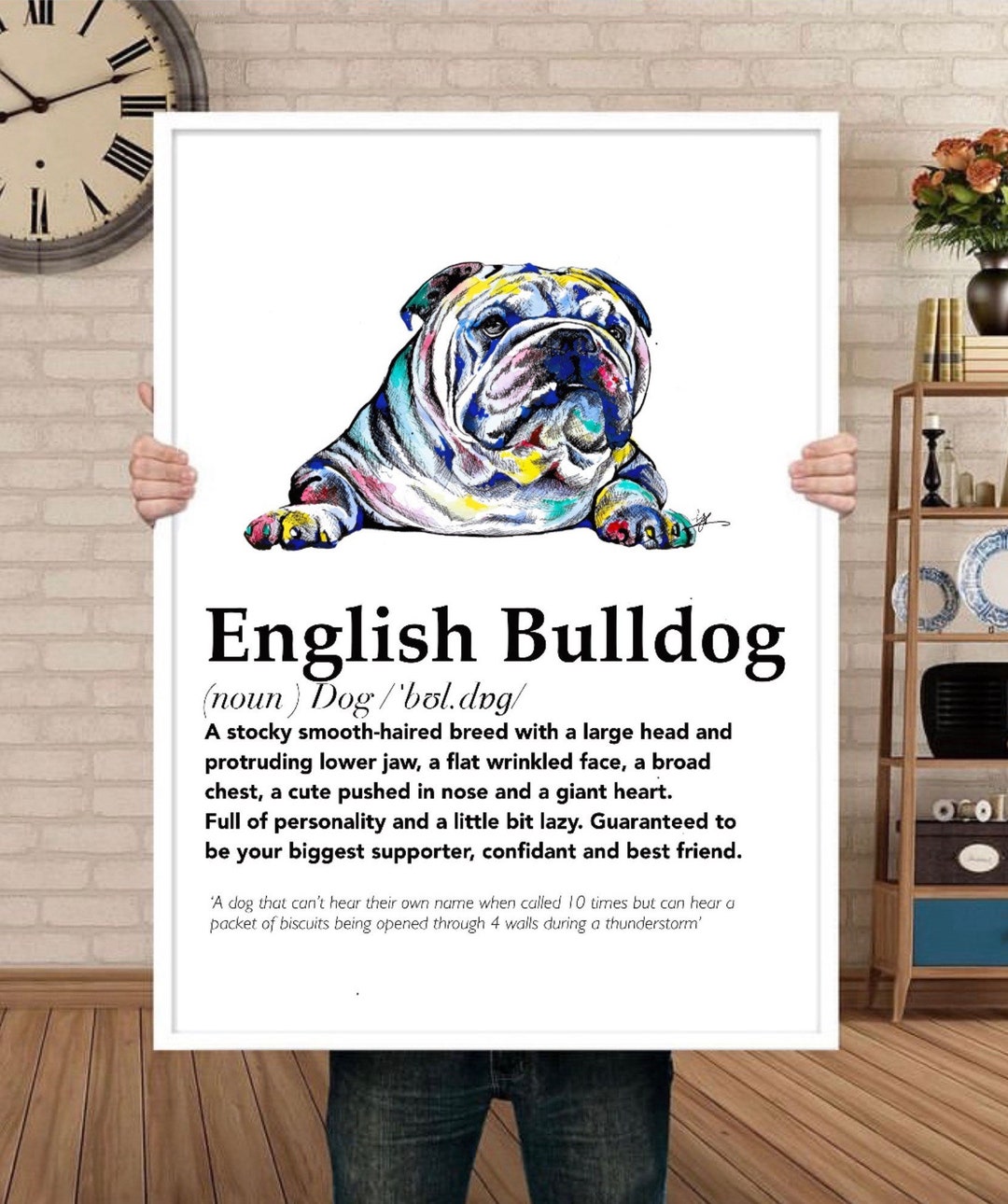 English Bulldog Definition Print Wall Art Decor Bulldog Etsy