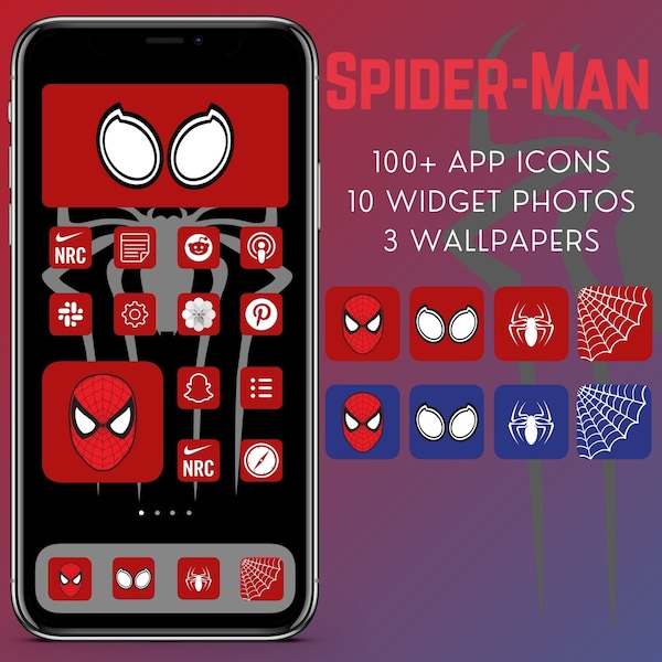 iOS14 Spiderman App Icons | Marvel Superhero Icons for iPhone iOS 14 | Marvel Spider-Man Widget Photos | iPhone Home Screen App Covers