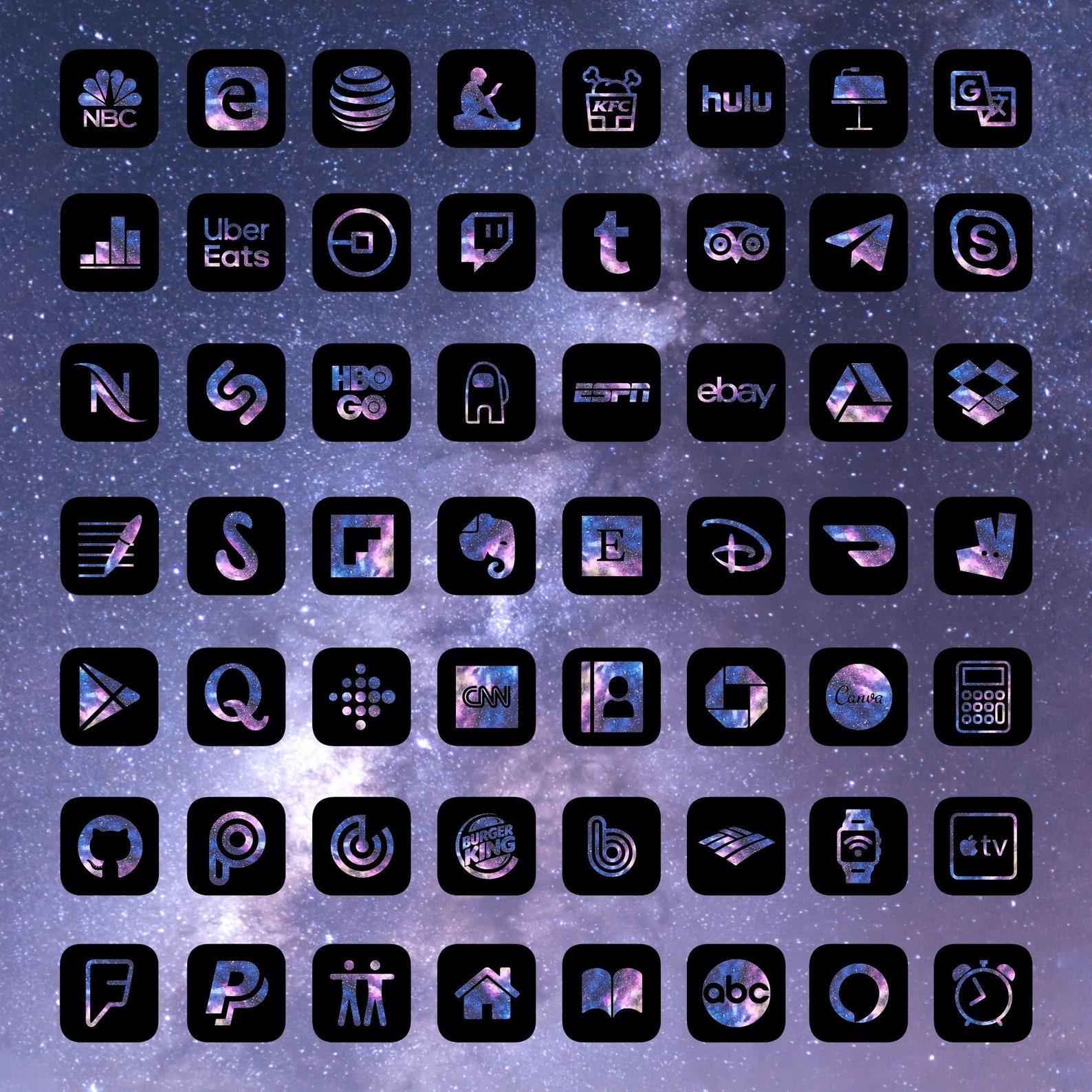 Galaxy Ios14 App Icons Pack I Galaxy Aesthetic Iphone Home - Etsy