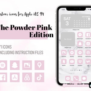 Powder Pink Edition themed Apple iPhone iOS 14 icons pack | Pastel Personalised Custom Home Screen Widgetsmith iOS14