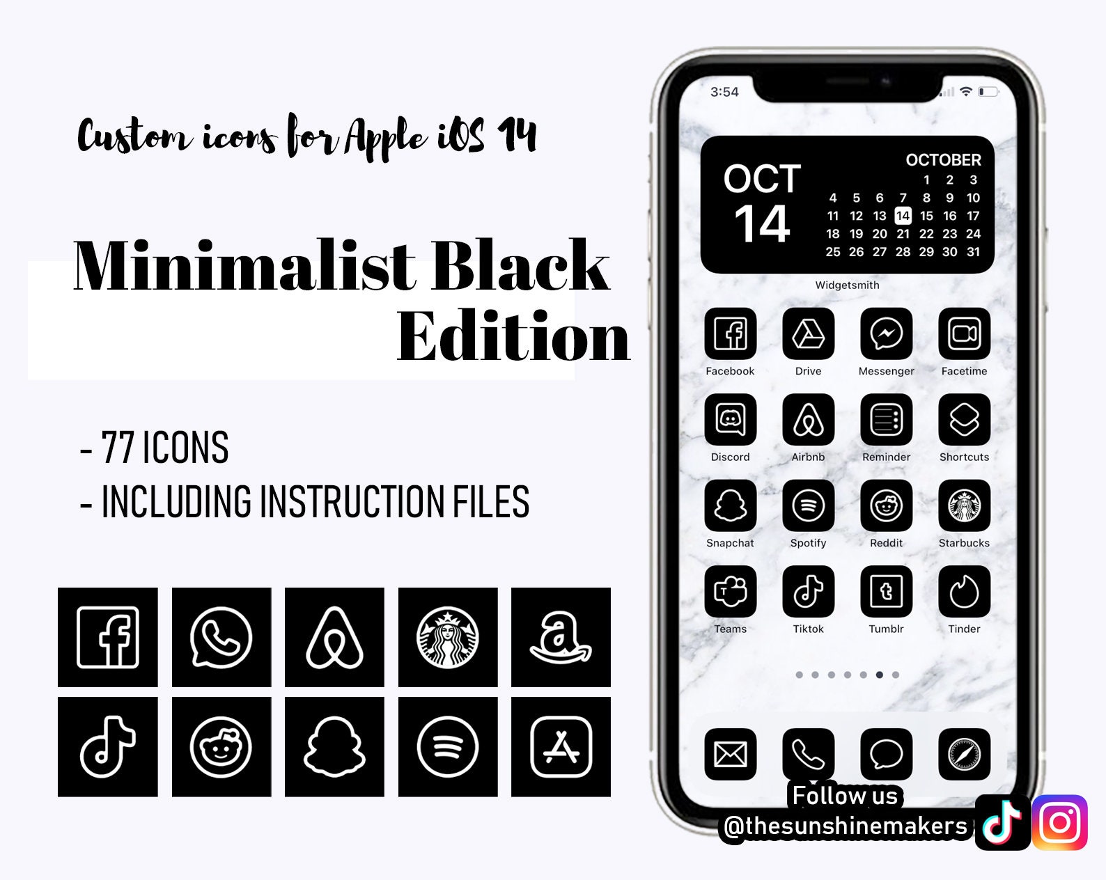 Ios 14 Minimalist Black Outline Icon Pack | Aesthetic Home Screen ...