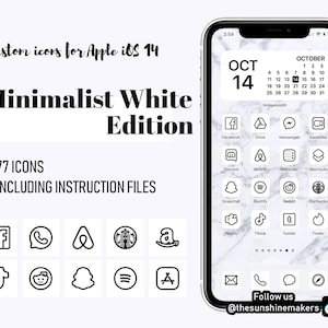 iOS 14 Minimalist Black Outline Icon Pack | Aesthetic Home Screen | Custom Apple iPhone Icons Widget