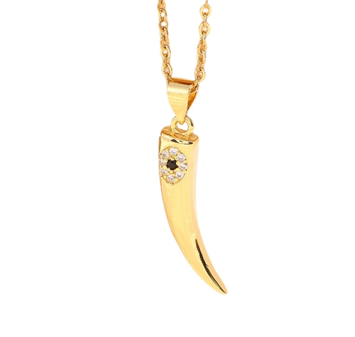 Gold Cornicello Italian Horn Evil Eye Necklace Italian Horn Etsy