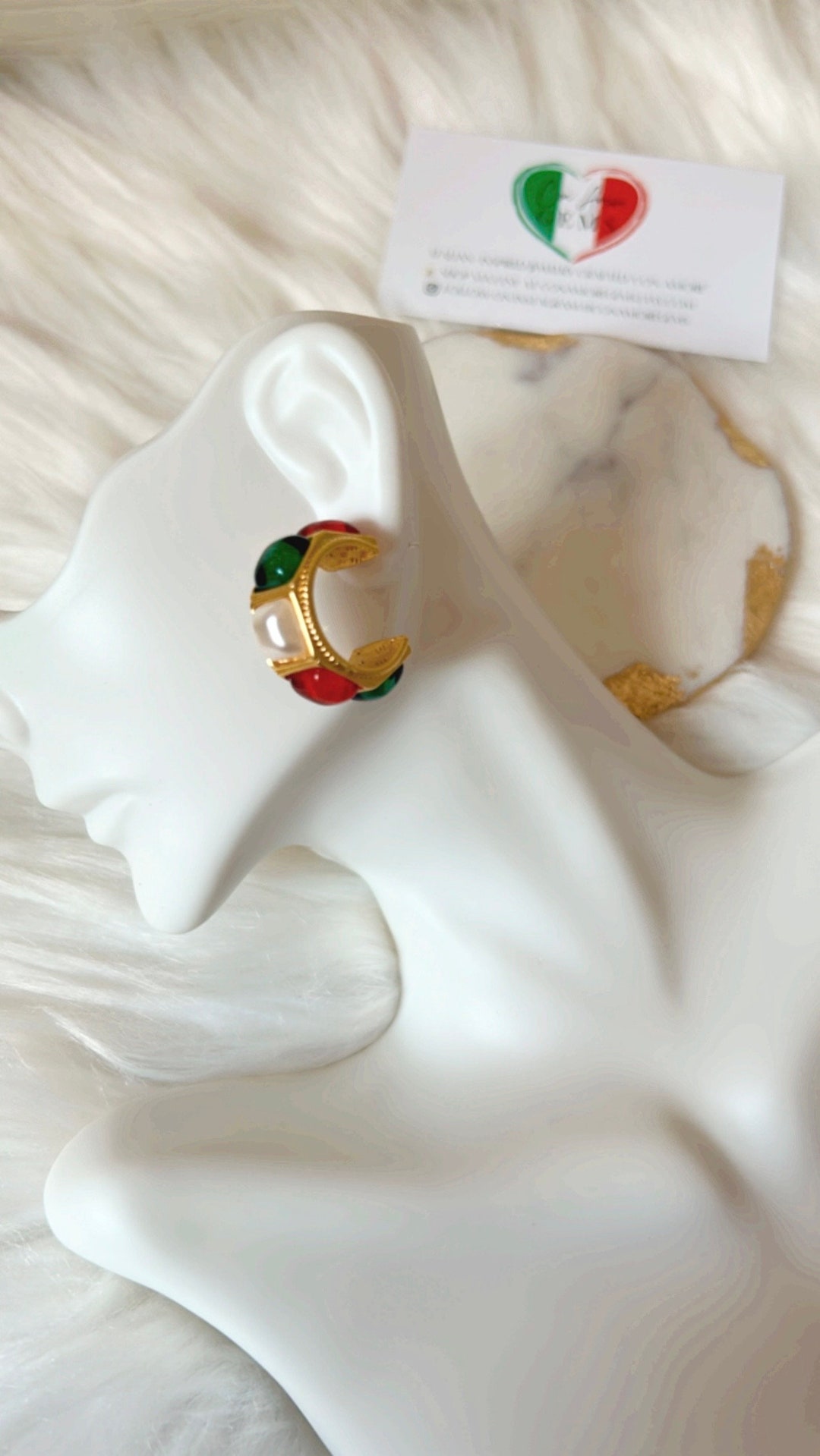 Baroque Style Italian Flag Earrings, Italian Flag Jewelry, Old Money