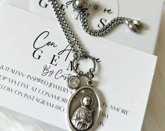 Adjustable Santa Gemma Bracelet, Silver St. Gemma, Saint Gemma Galgani Pendant, Patron Saint of Back Pain and Pharmacists, Catholic Gift