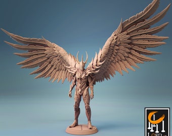 Dark Angel Miniature - Lord of the Print | Winged Celestial Warrior Model | Aasimar Paladin Figure | Dungeons & Dragons | DnD | Wargaming