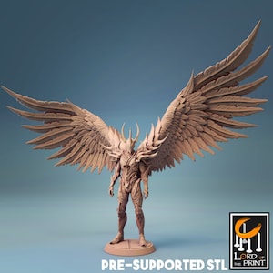Dark Angel Miniature - Lord of the Print | Winged Celestial Warrior Model | Aasimar Paladin Figure | Dungeons & Dragons | DnD | Wargaming