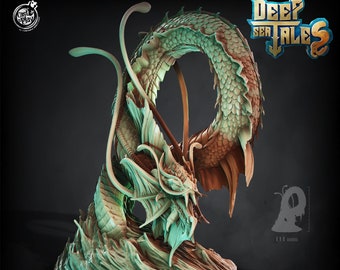 Sea Dragon Miniature - Castnplay | Ancient Water Serpent Beast Model | Dungeons & Dragons | DnD | Wargaming | Kespec