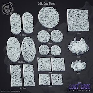 Cave Themed Terrain Bases for Miniatures - Castnplay | Dungeons & Dragons | DnD | Wargaming | Tabletop | Pathfinder | Cave Bases
