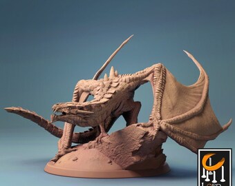 Young Magma Dragon Miniature - Lord of the Print | Chaos Beast of Khorne Model | Fire Drake | Dungeons & Dragons | DnD | Wargaming