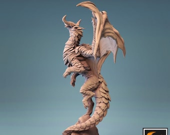 Young Time Dragon Miniature - Lord of the Print | Chaos Beast Model | Fire Wyrm | Wargaming