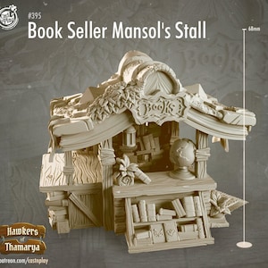 Book Shop Scatter Miniature - Castnplay | Merchant Stall Prop Model | Dungeons & Dragons | DnD | Wargaming | Book Seller Mansol's Stall