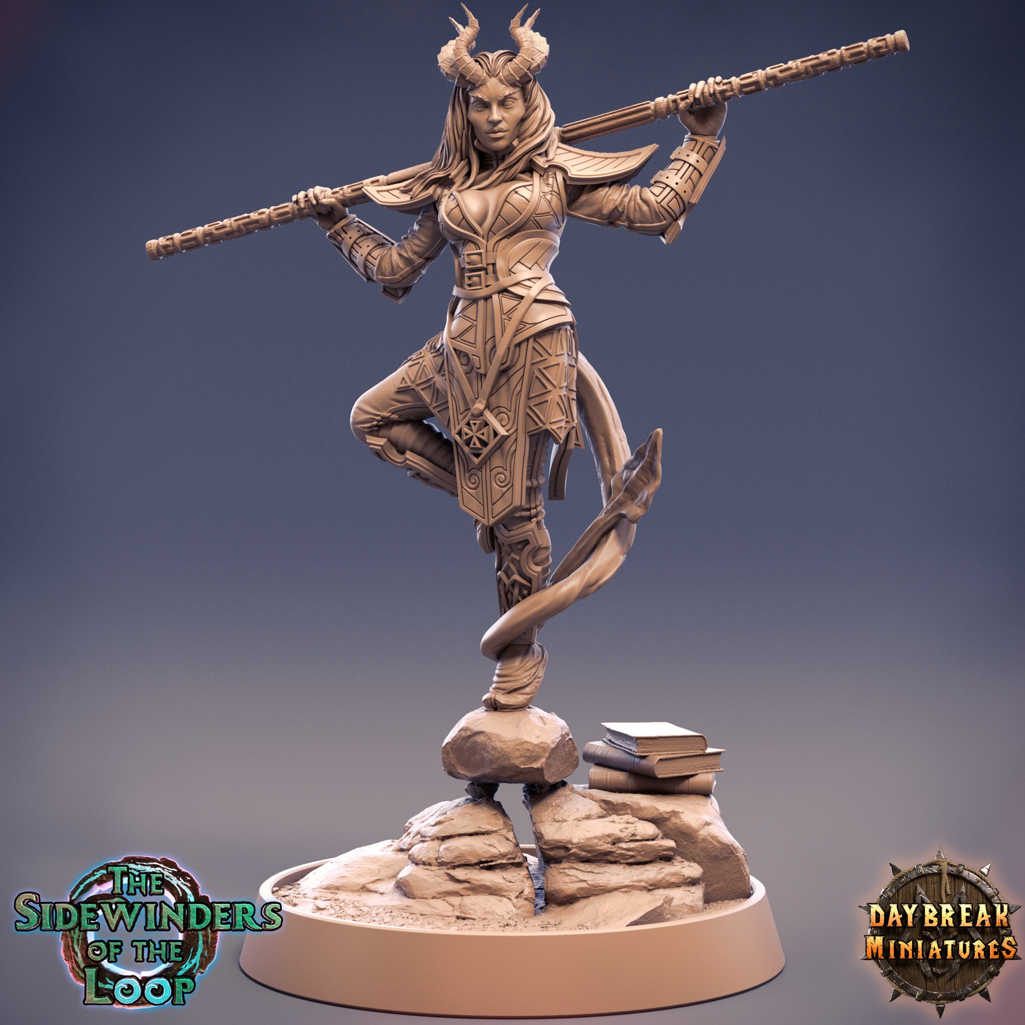 Tiefling Monk Miniature - Daybreak Miniatures | Demon Warrior Model | Infantry | Dungeons and Dragons | DnD | Wargaming | Tabletop