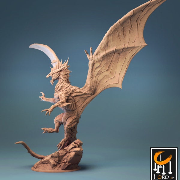 Silver Dragon Miniature - Lord of the Print / Ancient Chaos Beast / Gold Wyvern Model / Dungeons & Dragons / DnD / Gloomhaven / Wargaming