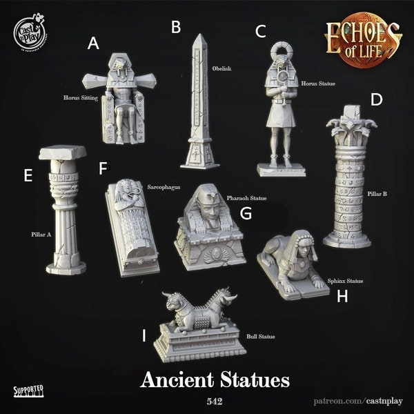 Tomb Scatter Models - Castnplay | Egyptian Props and Statues | Dungeons and Dragons | DnD | Wargaming | Echoes of Life