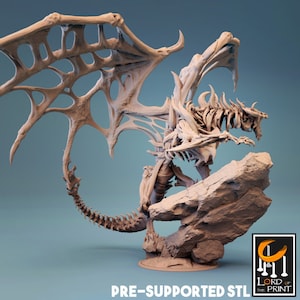 Undead Dragon Miniature - Lord of the Print | Dracolich Model | Ancient Zombie Beast | Dungeons & Dragons | DnD | Gloomhaven | Wargaming