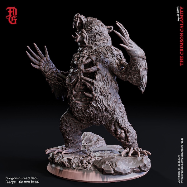 Undead Bear Miniature -  Flesh of Gods | Zombie Beast Model | Skeleton Monster | Werebear | Dungeons and Dragons | DnD | Wargaming