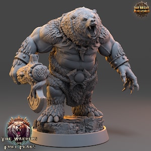 Bearfolk Berserker Miniature -  Daybreak Miniatures | Beastfolk Brute Model | Dungeons and Dragons | DnD | Wargaming | Wardens of Fury Peak