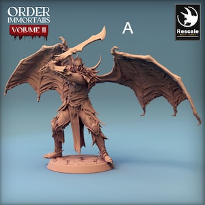 Winged Vampire Lord Miniature - Rescale Miniatures | Grimdark Dark Elf Fury Model | Dungeons & Dragons | DnD | Wargaming | Order Immortalis