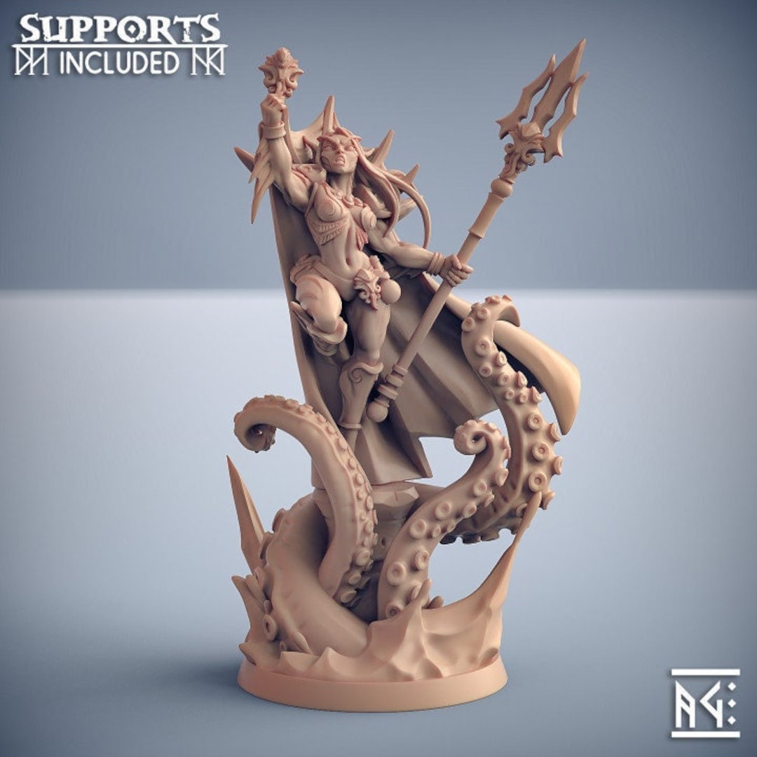 Triton Priestess Miniature - Artisan Guild | Sea Elf Sorcerer