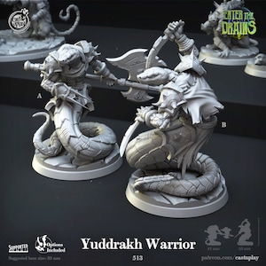 Yuan-Ti Warrior Miniatures - Castnplay | Snake-Folk Fighter Models | Dungeons and Dragons | DnD | Wargaming