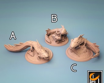 Sea Creature Miniatures - Lord of the Print | Armoured Lizard Models | Salamander | Wargaming | Dunxolotl