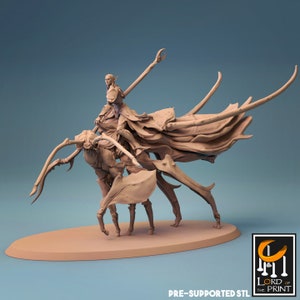 Insect Cavalry Miniature - Lord of the Print | Giant Mounted Insect and Elf Rider | Dungeons and Dragons | DnD | Wargaming