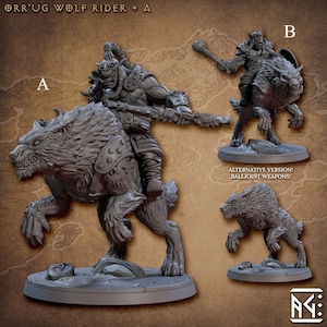 Orc Cavalry Miniatures - Artisan Guild | Mounted Wolf Models | Dungeons and Dragons | DnD | Wargaming | Ogre Infantry | Nomad Orr&#39;ugs