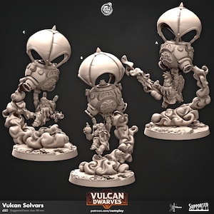 Dwarf Balloon Miniatures - Castnplay | Smallfolk Flamethrower Models | Dungeons & Dragons | DnD | Wargaming | Vulkan Dwarves | Vulcan Solvar