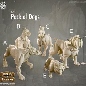 Dog Miniatures - Castnplay | Hound Models | Dungeons & Dragons | DnD | Wargaming | 'Pack of Dogs'