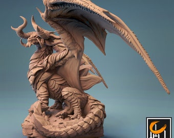 Ancient Cloud Dragon Miniature - Winged Chaos Beast Model | 100mm 75mm Wargaming