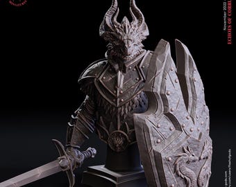 Dragonborn Paladin Bust -  Flesh of Gods | Infantry Display Model | Wargaming | Echoes of Corruption