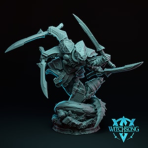 Giant Snakefolk Warrior Miniature -  Witchsong Miniatures | Fishfolk Champion Model | Dungeons and Dragons | DnD | Wargaming | Sehrphant