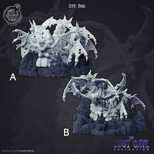 Giant Bat Swarm Miniatures - Castnplay | Vampire Bat Model | Cave Monster | Dungeons and Dragons | DnD | Wargaming | Bats