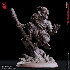 Monkey Folk Monk Miniature -  Flesh of Gods | Apeling Wukong Model | Monkeyfolk Fighter | Dungeons and Dragons | DnD | Wargaming