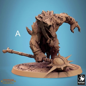 Lizardmen Barbarians - Rescale Miniatures | Crocodile Infantry Unit Models | Totem of the Scalewings