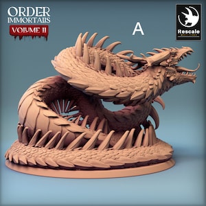 Giant Draconic Snake Miniatures - Rescale Miniatures | Desert Fire Worm Models | Dungeons & Dragons | DnD | Wargaming | Order Immortalis