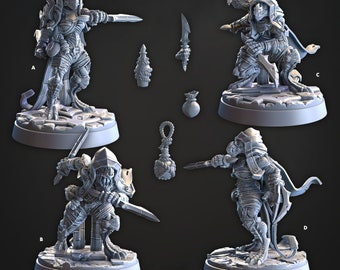 Female Dragonborn Rogue Miniatures - Castnplay | Kobold Assassin Models | Dungeons & Dragons | DnD | Dragon Seekers | Stalker Sisters