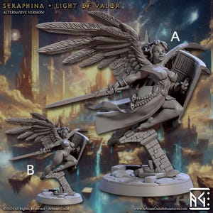Female Aasimar Fighter Miniatures - Artisan Guild | Angel Warrior Pinup Model | Dungeons and Dragons | DnD | Wargaming | Malakin