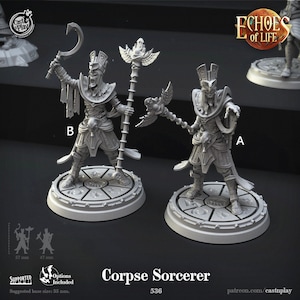 Undead Pharoah Sorcerer Miniatures - Castnplay | Egyptian Zombie Wizard Models | Dungeons & Dragons | DnD | Wargaming | Echoes of Life