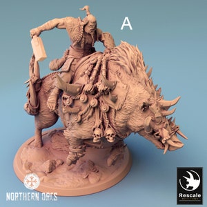 Orc Mounted War Boar Miniatures - Rescale Miniatures | Orruk Grunta Boarboy Models | Dungeons & Dragons | DnD | Wargaming | Northern Orcs